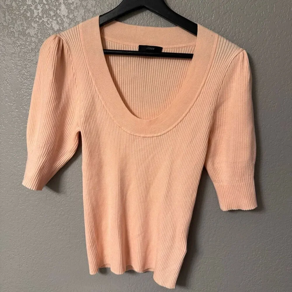 J.Crew women's short-sleeve ribbed sweater with a Scoop Neck Size Small
